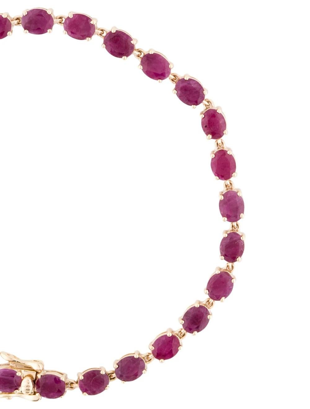 Taille ovale Bracelet de tennis en rubis 14K, 10.36ctw - Classic Design, Rich Red Gemstones en vente