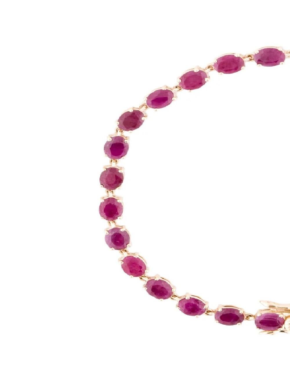 14K Ruby Tennis Bracelet, 10.36ctw - Classic Design, Rich Red Gemstones In New Condition For Sale In Holtsville, NY