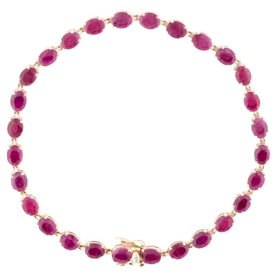 14K Ruby Tennis Bracelet, 10.36ctw - Classic Design, Rich Red Gemstones For Sale