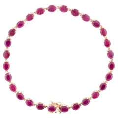 Bracelet de tennis en rubis 14K, 10.36ctw - Classic Design, Rich Red Gemstones