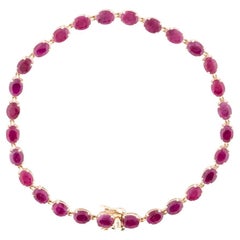 14K Ruby Tennis Bracelet, 10.36ctw - Classic Design, Rich Red Gemstones