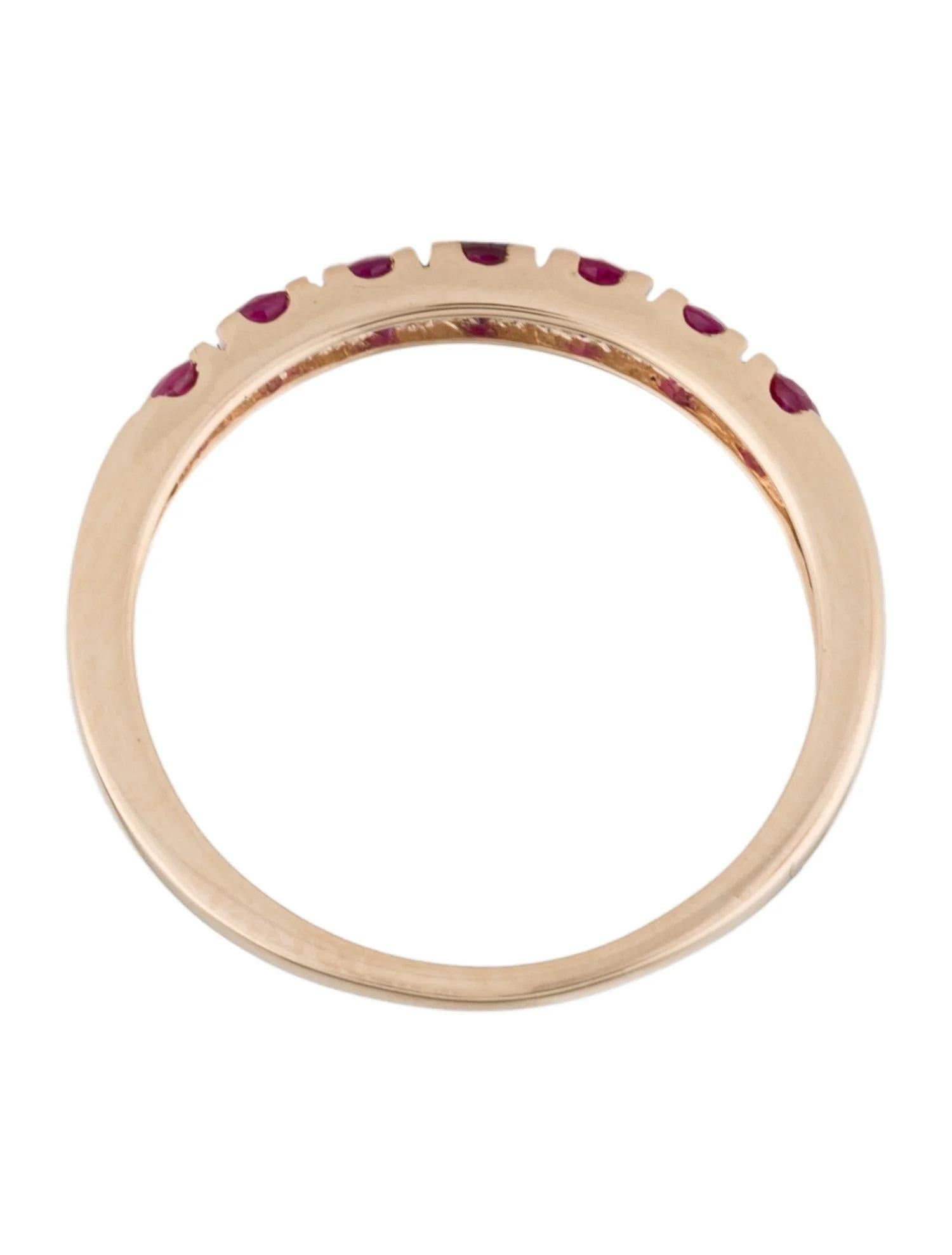 14K Ruby Thin Band Ring  0.68 Carat Round Faceted Ruby  Size 6.75 In New Condition For Sale In Holtsville, NY
