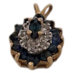 14K Sapphire 0.30ctw Diamond 0.10ctw Floral Pendant