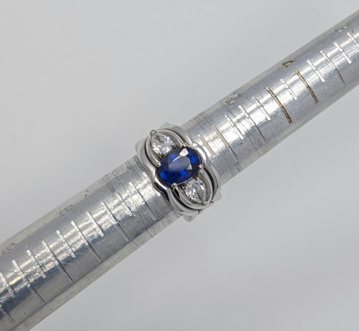 Bague de fiançailles en or blanc 14 carats, saphir et diamant 1,6 carat AA, taille US 6,25 en vente 2