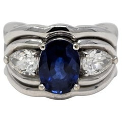 Anello di fidanzamento con zaffiro e diamante 14k 1,6 carati AA in oro bianco, taglia 6,25