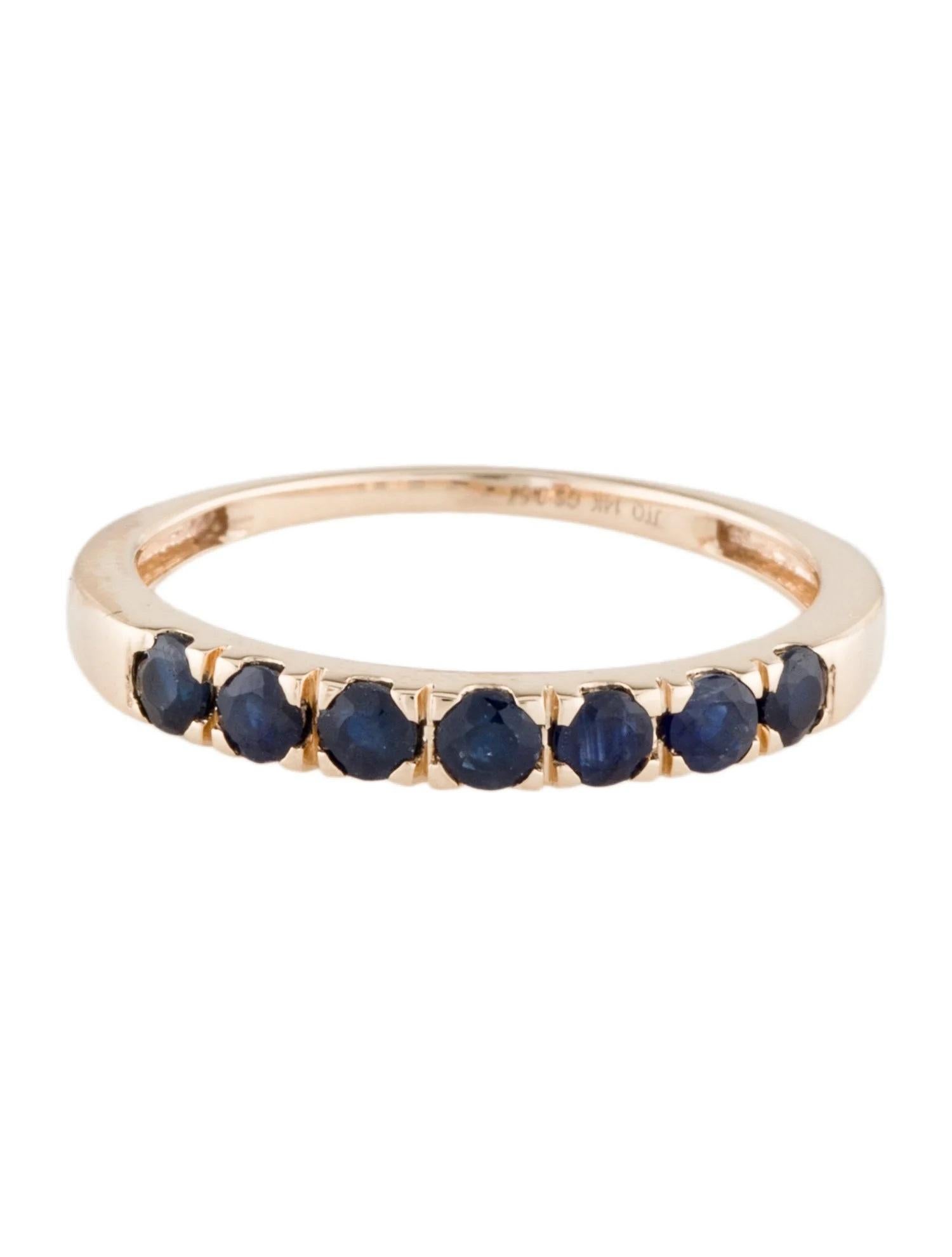 Artist 14K Sapphire Band  0.47 Carat Round Faceted Sapphire  Size 6.75  Yellow Gold For Sale