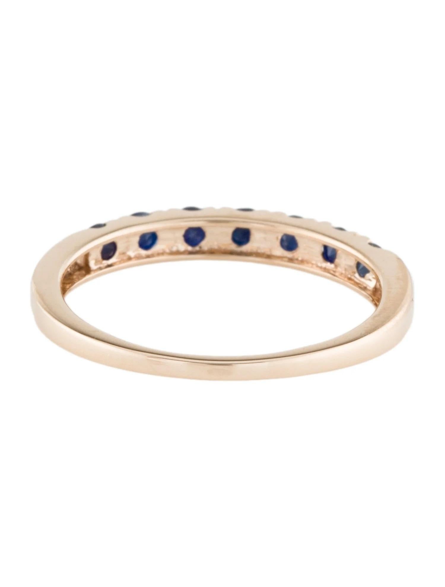 Round Cut 14K Sapphire Band  0.47 Carat Round Faceted Sapphire  Size 6.75  Yellow Gold For Sale