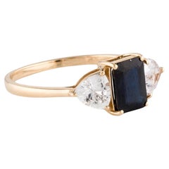 14K Sapphire Cocktail Ring 1.23ct Size 7 - Gemstone Vintage Style Fine Jewelry