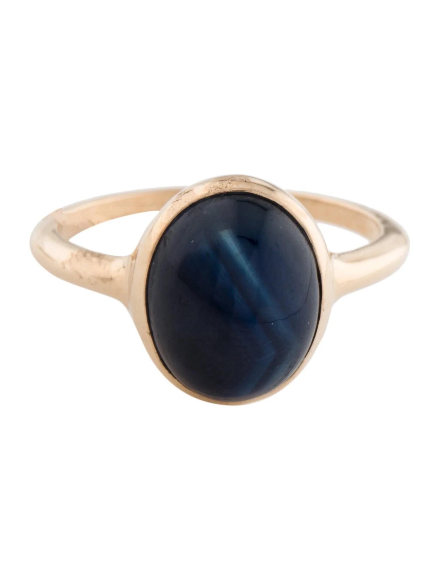Artist 14K Sapphire Cocktail Ring  7.00ct Oval Cabochon Sapphire  Yellow Gold  Size  For Sale