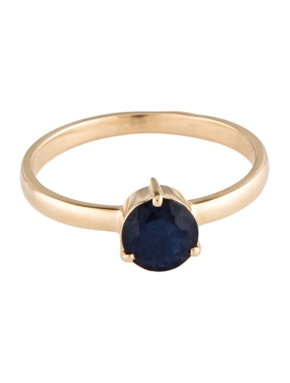 Round Cut 14K Sapphire Cocktail Ring, Size 6.75, Blue Gemstone Jewelry, Designer For Sale