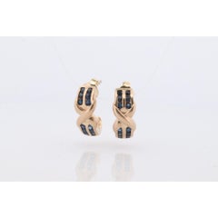 14k Sapphire cross X Dangle earrings. Criss X Channel set Sapphire hoop earrings