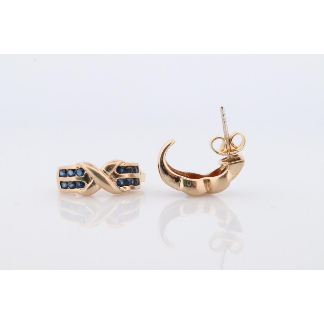 14k Boucles d'oreilles pendantes croix X en saphir. Boucles d'oreilles saphir Channel Channel set Bon état - En vente à Port Charlotte, FL