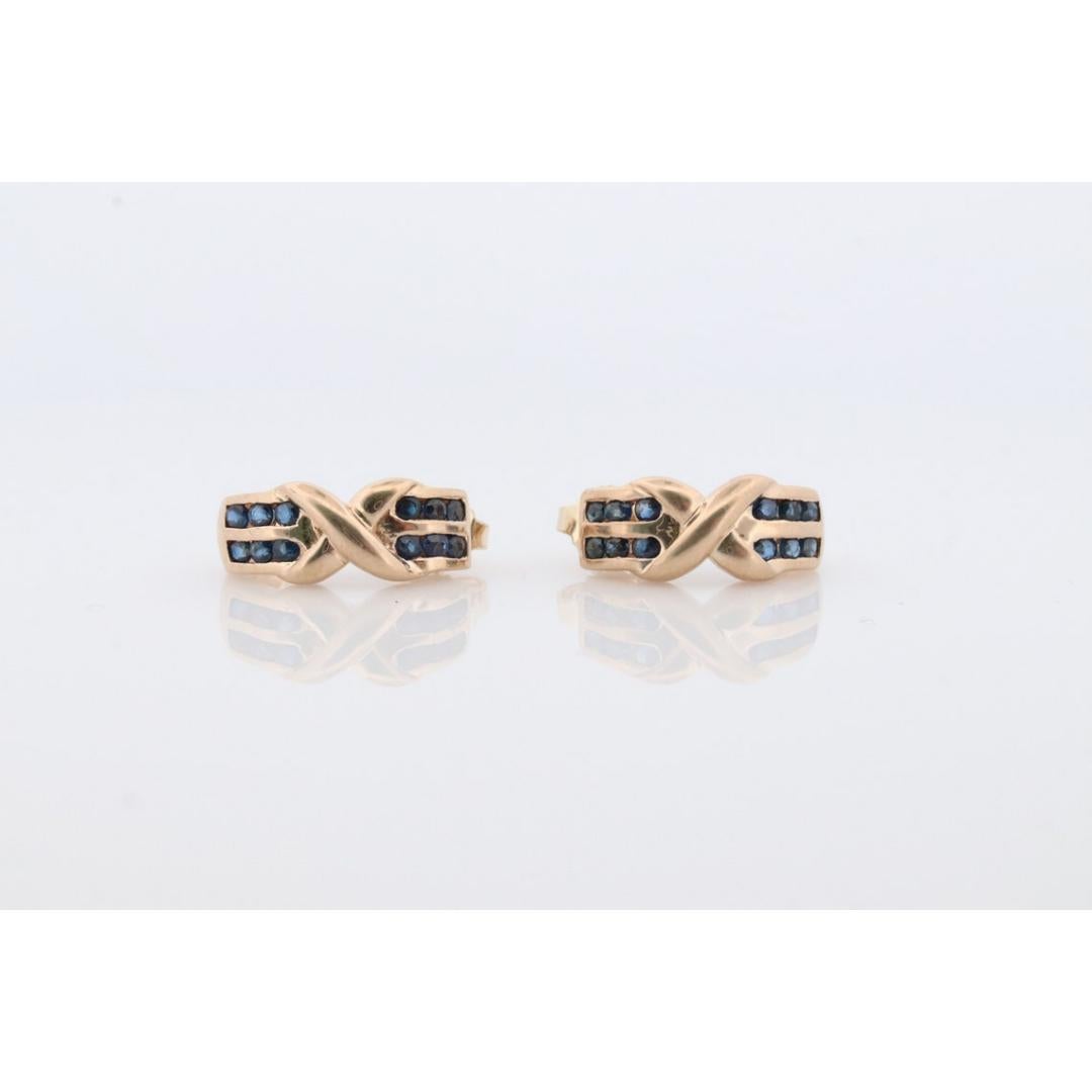 14k Boucles d'oreilles pendantes croix X en saphir. Boucles d'oreilles saphir Channel Channel set Pour femmes en vente