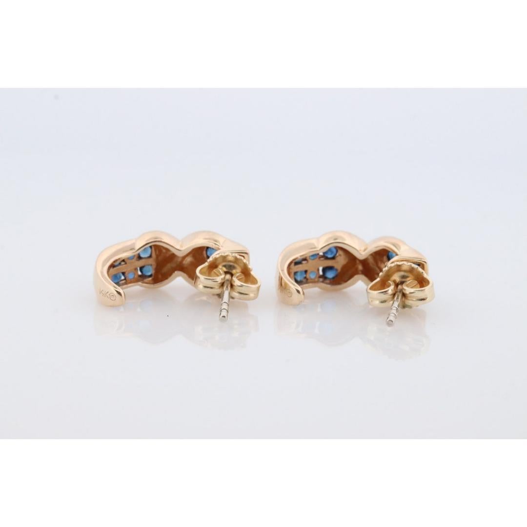 14k Boucles d'oreilles pendantes croix X en saphir. Boucles d'oreilles saphir Channel Channel set en vente 1