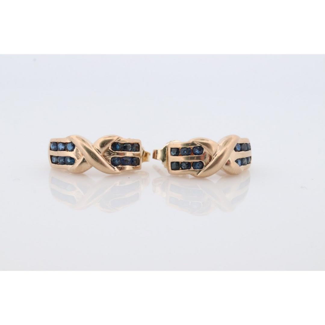 14k Boucles d'oreilles pendantes croix X en saphir. Boucles d'oreilles saphir Channel Channel set en vente 2