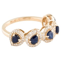 14K Sapphire & Diamond Band Ring, Size 6.75: Elegant Statement Jewelry