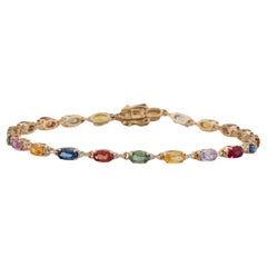 Bracelet de luxe en or jaune 14 carats avec saphirs et diamants, 7,46 carats