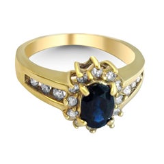 14 Karat Sapphire and Diamond Cluster Ring
