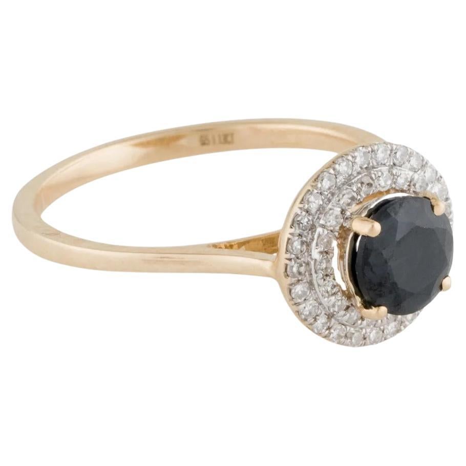 14K Sapphire & Diamond Cocktail Ring 1.13ctw, Size 6.75 - Fine Statement Jewelry