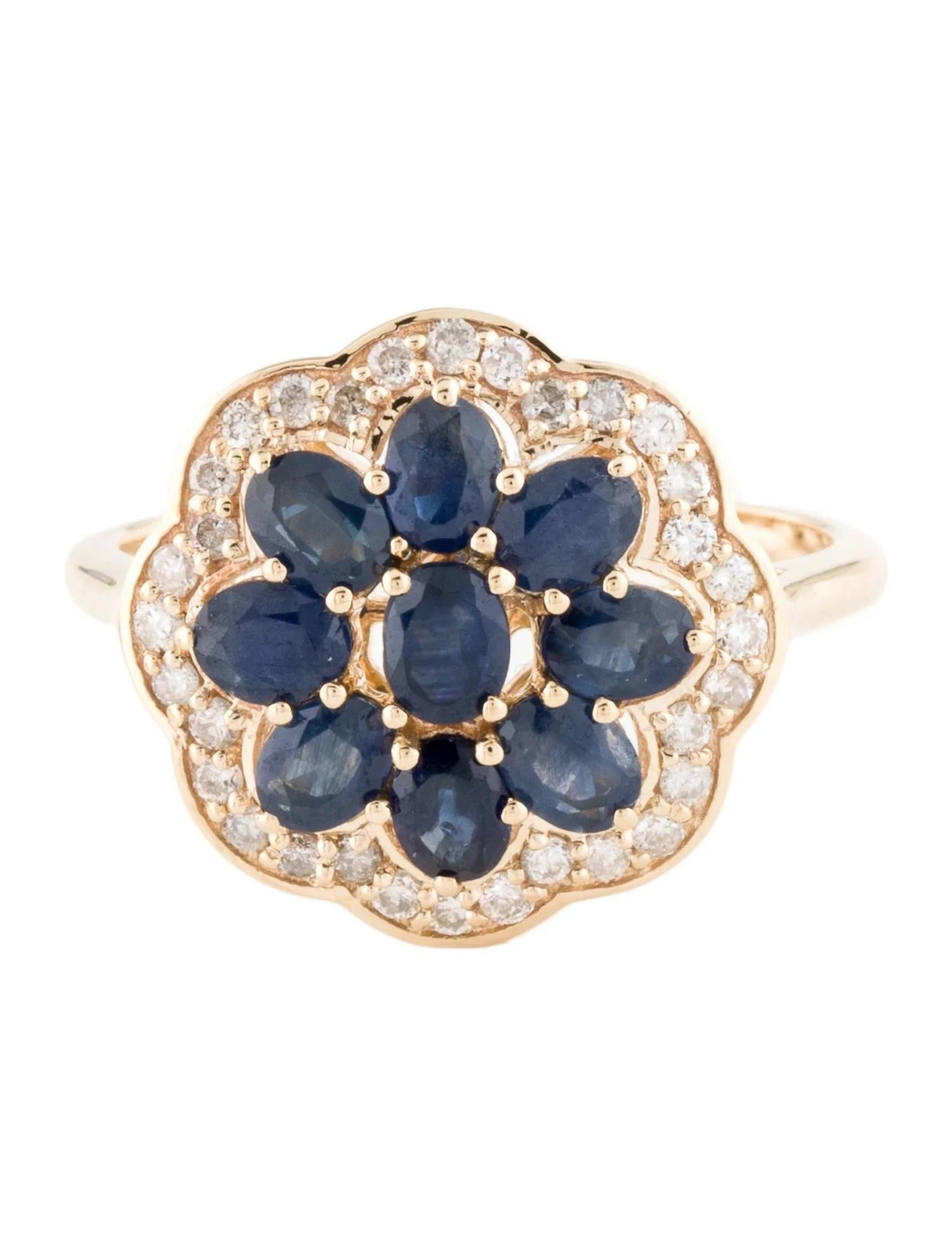 Artiste Bague cocktail en saphir et diamants 14 carats  1.43ct Saphir ovale  Or jaune taille 8 en vente