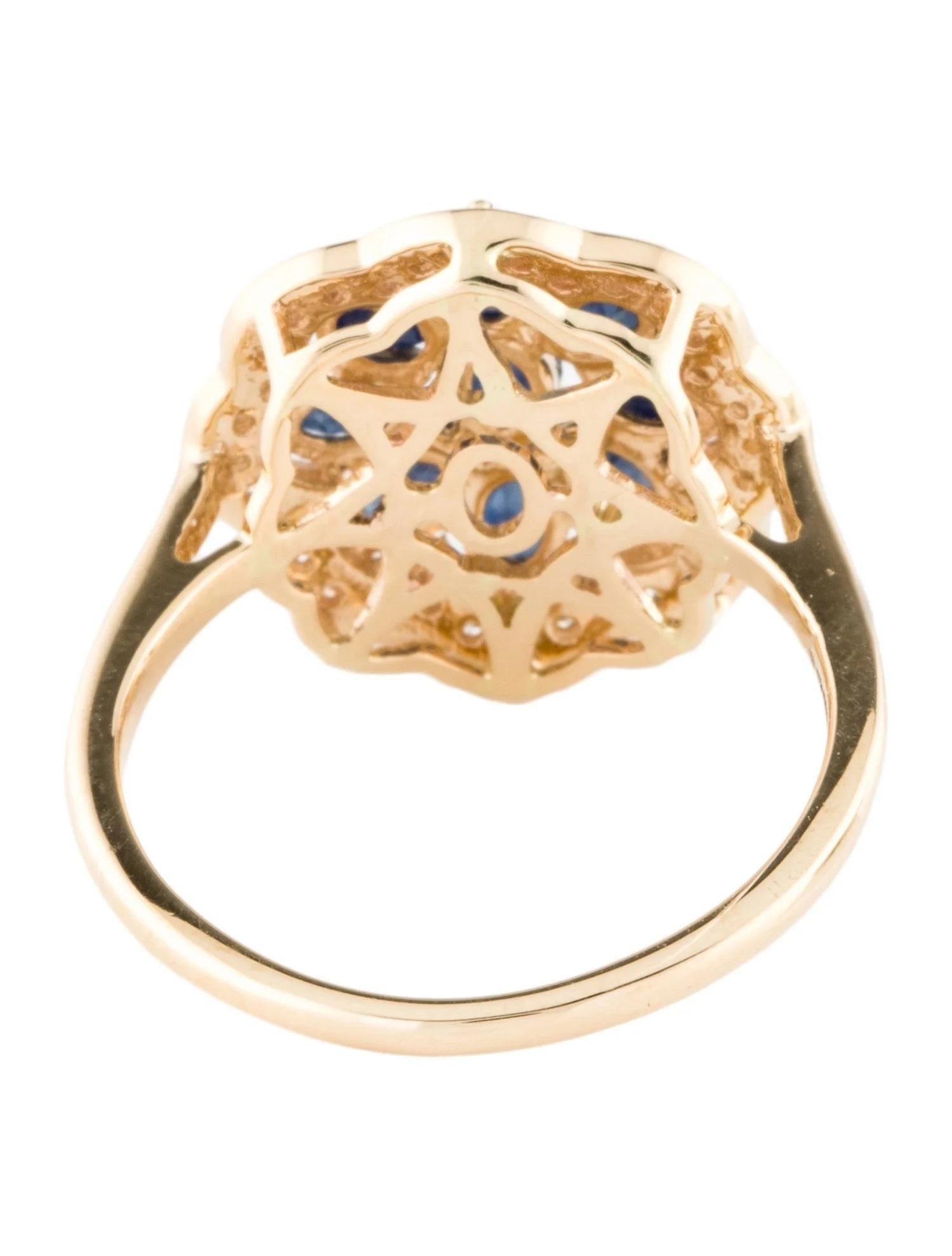 Taille ovale Bague cocktail en saphir et diamants 14 carats  1.43ct Saphir ovale  Or jaune taille 8 en vente