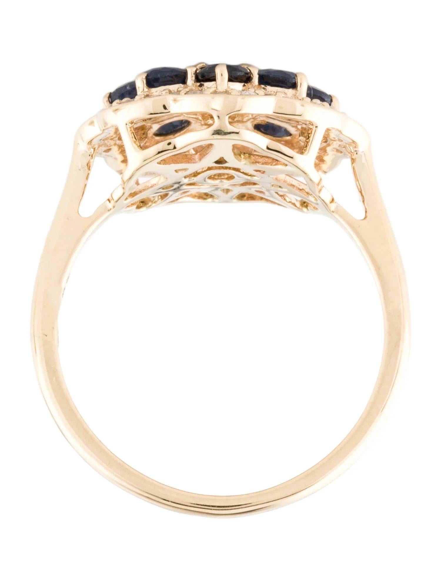 Bague cocktail en saphir et diamants 14 carats  1.43ct Saphir ovale  Or jaune taille 8 Neuf - En vente à Holtsville, NY