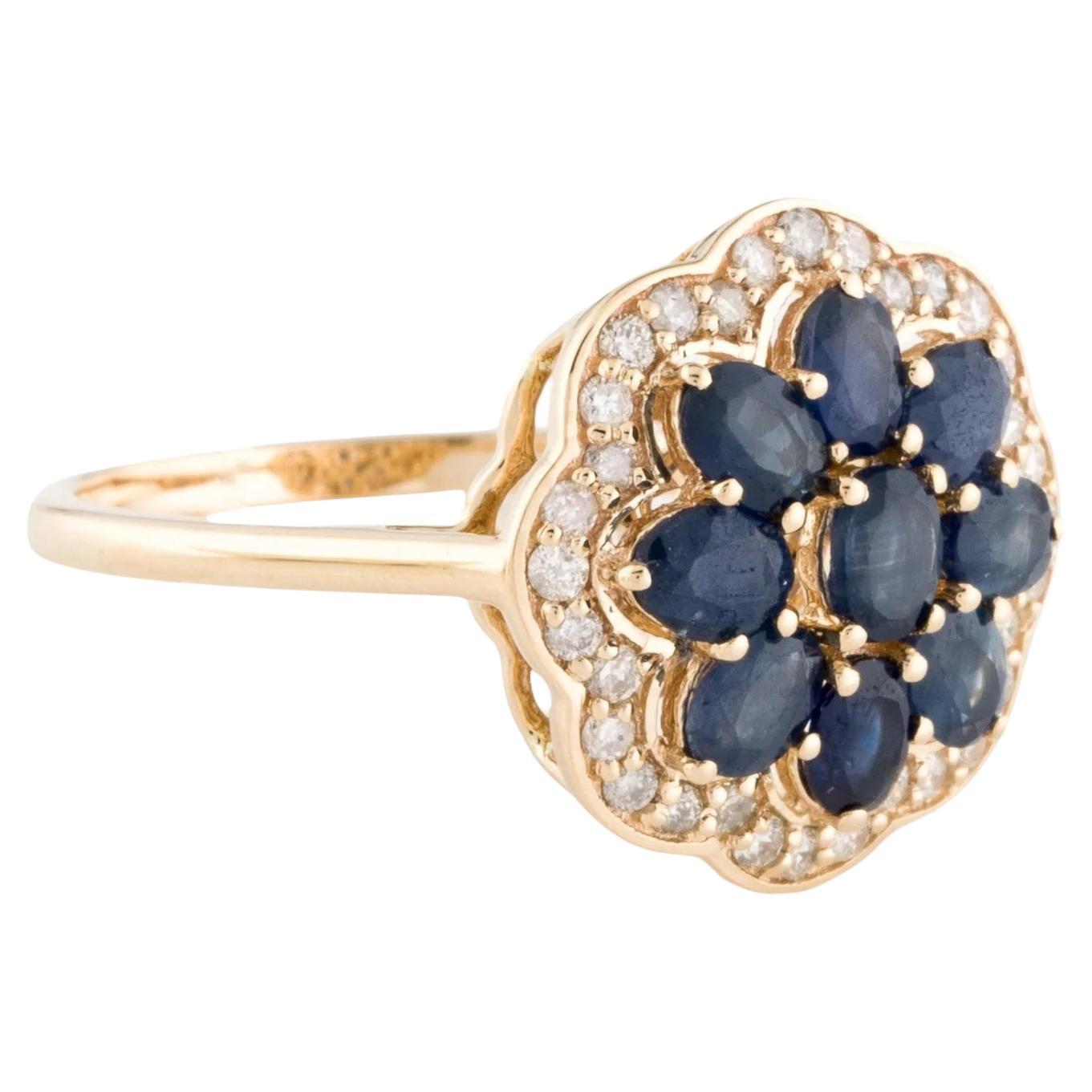 14K Sapphire & Diamond Cocktail Ring  1.43ct Oval Sapphire  Yellow Gold Size 8