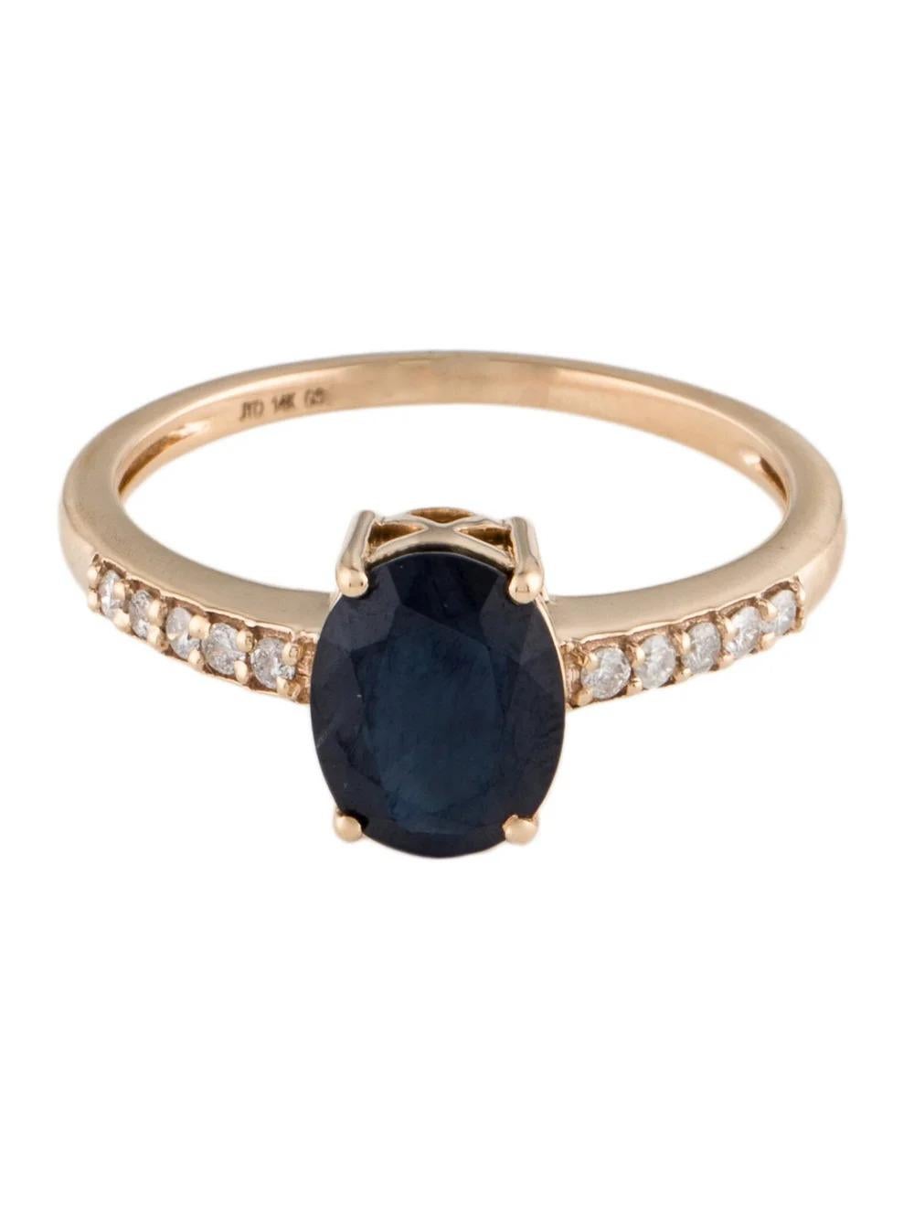Oval Cut 14K Sapphire Diamond Cocktail Ring 1.78ct Size 8.75 - Vintage, Statement Jewelry For Sale