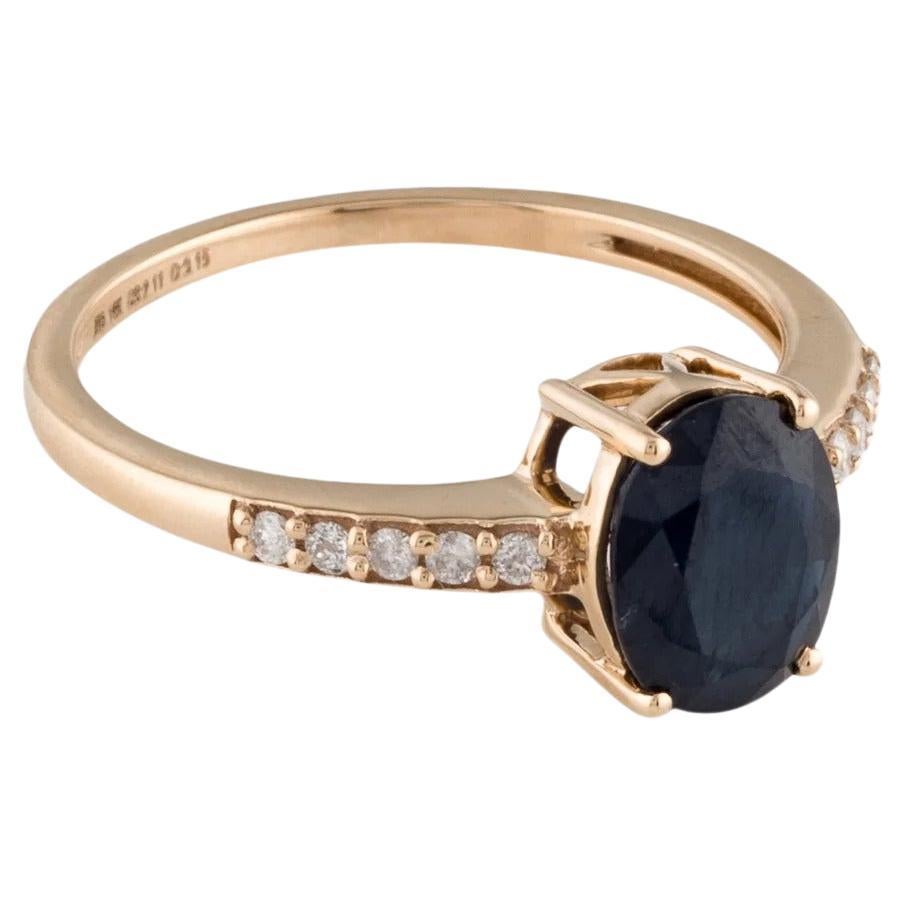 14K Sapphire Diamond Cocktail Ring 1.78ct Size 8.75 - Vintage, Statement Jewelry