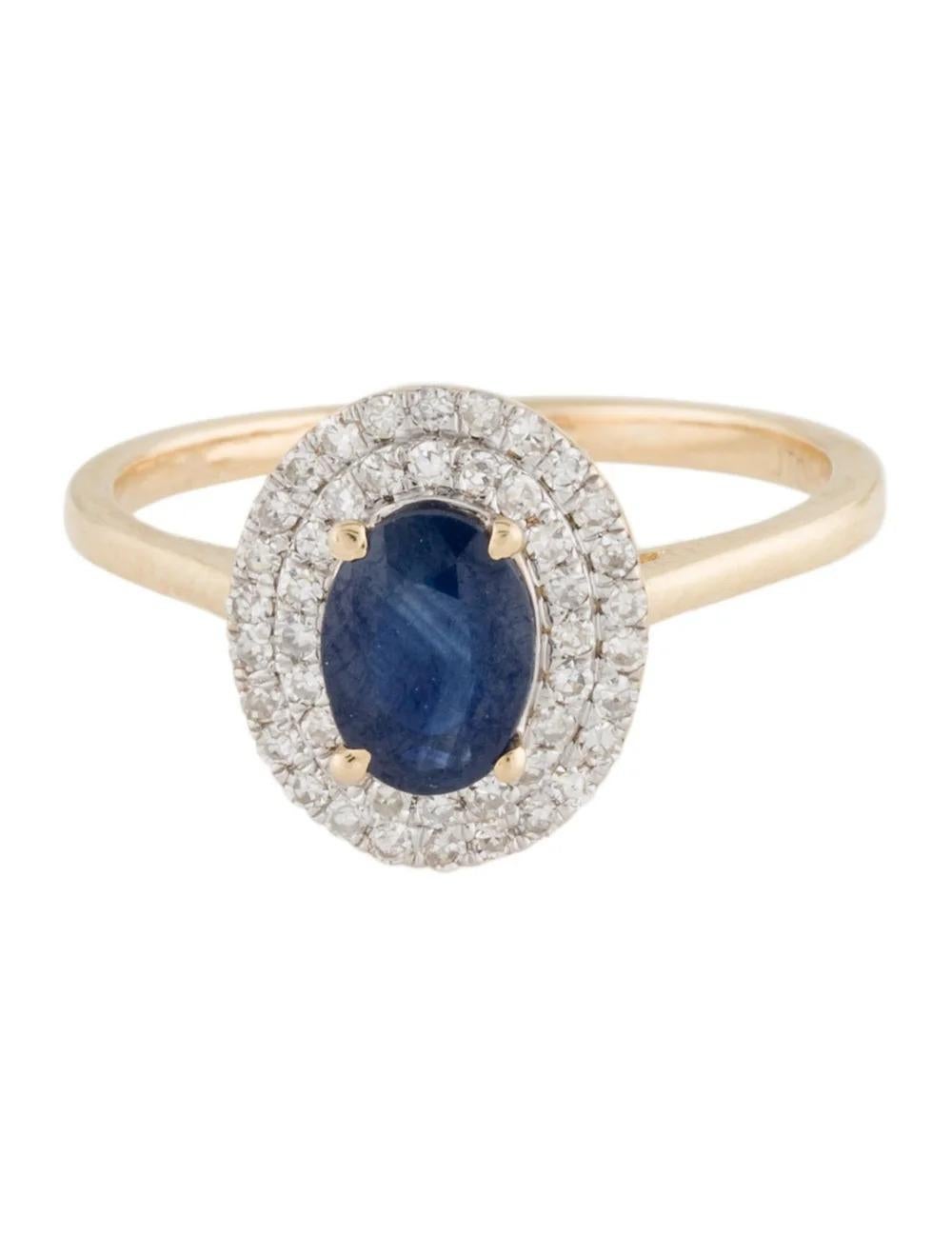 Oval Cut 14K Sapphire & Diamond Cocktail Ring, Size 6.25 - Elegant Statement Jewelry For Sale