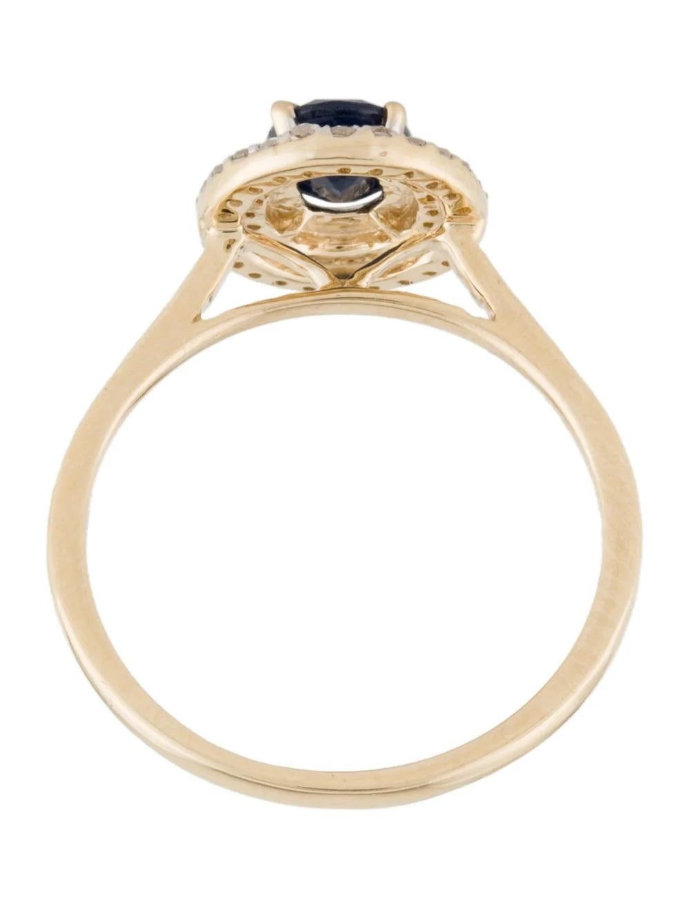 Women's 14K Sapphire & Diamond Cocktail Ring, Size 6.25 - Elegant Statement Jewelry