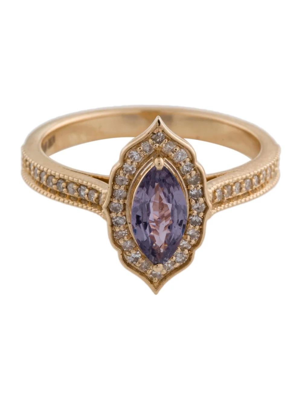 Marquise Cut 14K Sapphire & Diamond Cocktail Ring Size 6.75 - Elegant Design, Timeless Beauty For Sale