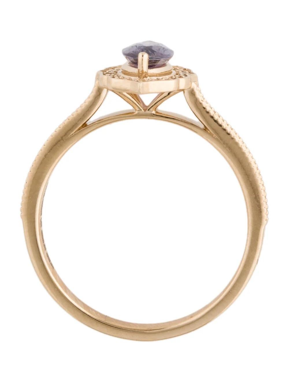 Women's 14K Sapphire & Diamond Cocktail Ring Size 6.75 - Elegant Design, Timeless Beauty For Sale