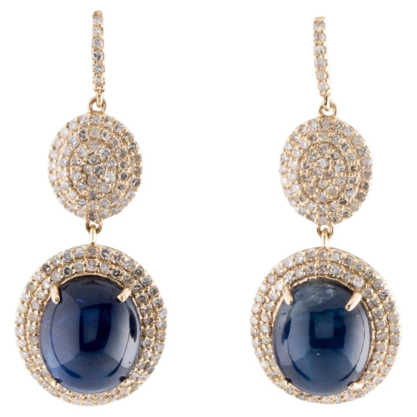 14K Sapphire & Diamond Drop Earrings, 12.52ctw