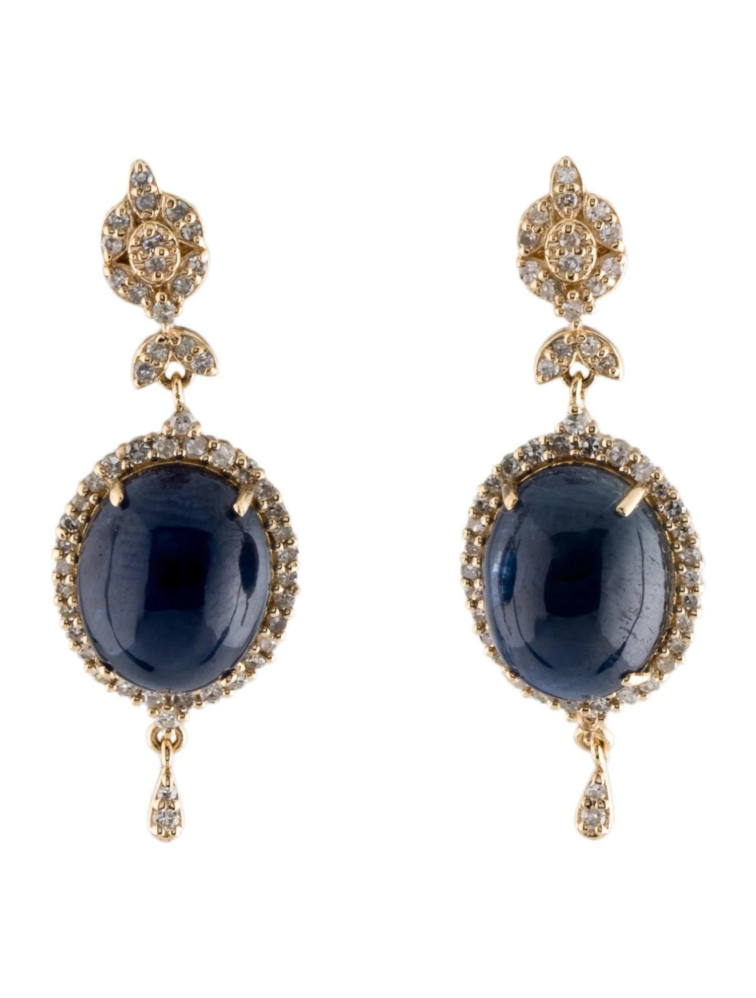 Single Cut 14K Sapphire & Diamond Drop Earrings, 12.83ctw For Sale