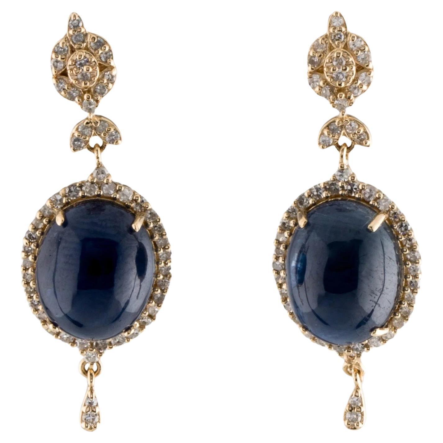 Boucles d'oreilles pendantes en saphir et diamant 14K, 12.83ctw