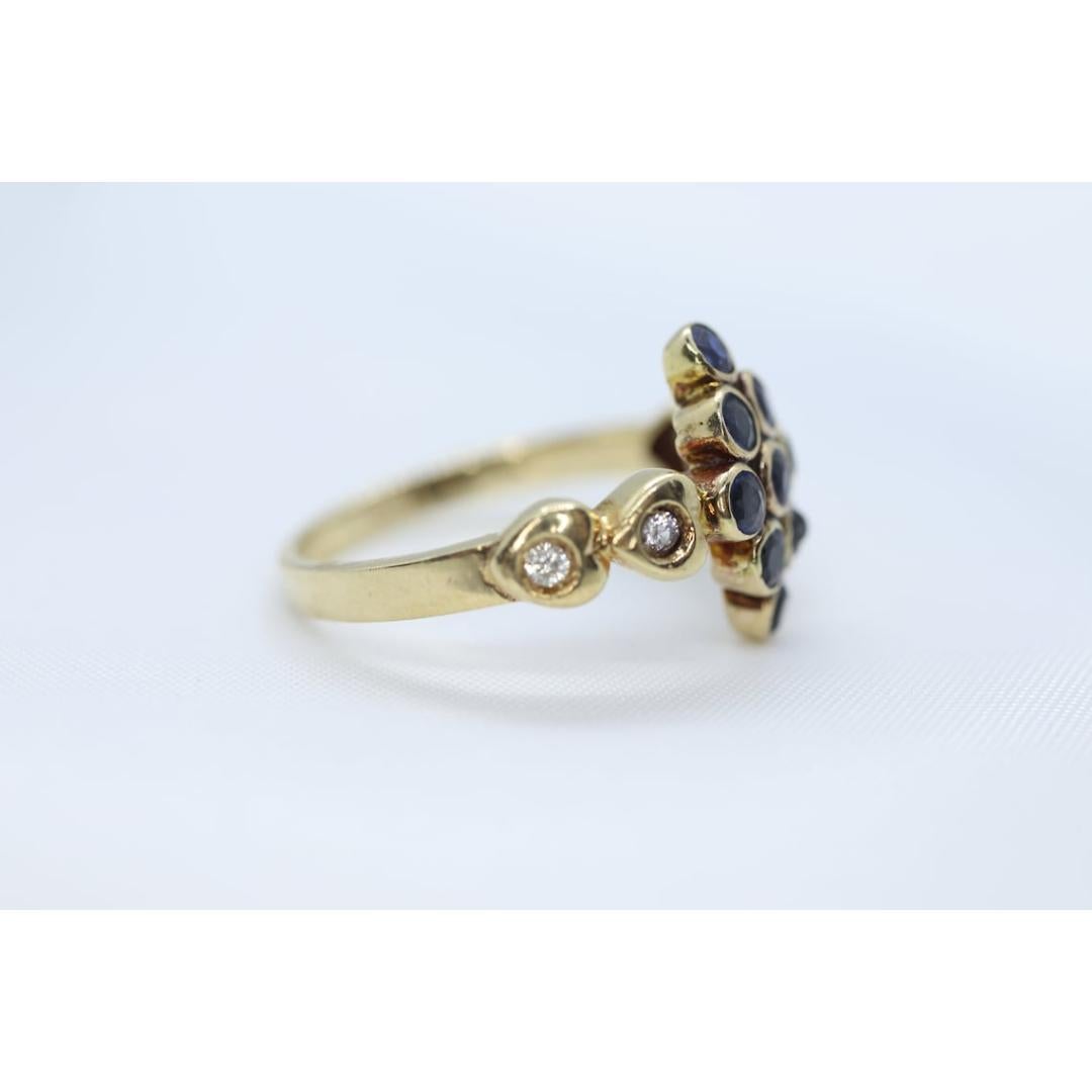14k Saphir Diamant Halo Bypass-Ring. 14k Saphir CLUSTER Marquise-Form im Zustand „Gut“ im Angebot in Port Charlotte, FL