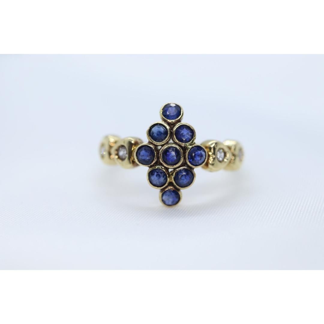 14k Saphir Diamant Halo Bypass-Ring. 14k Saphir CLUSTER Marquise-Form Damen im Angebot