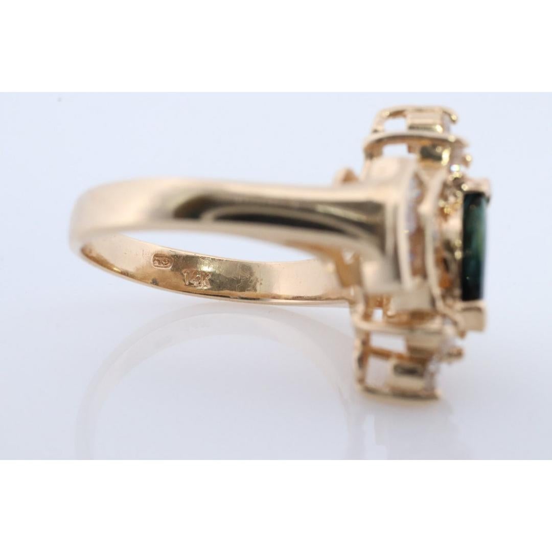 14k Saphir-Diamant-Halo-Ring. Großer Marquise SAPPHIRE mit 2/3ctw Diamanten (Rundschliff)