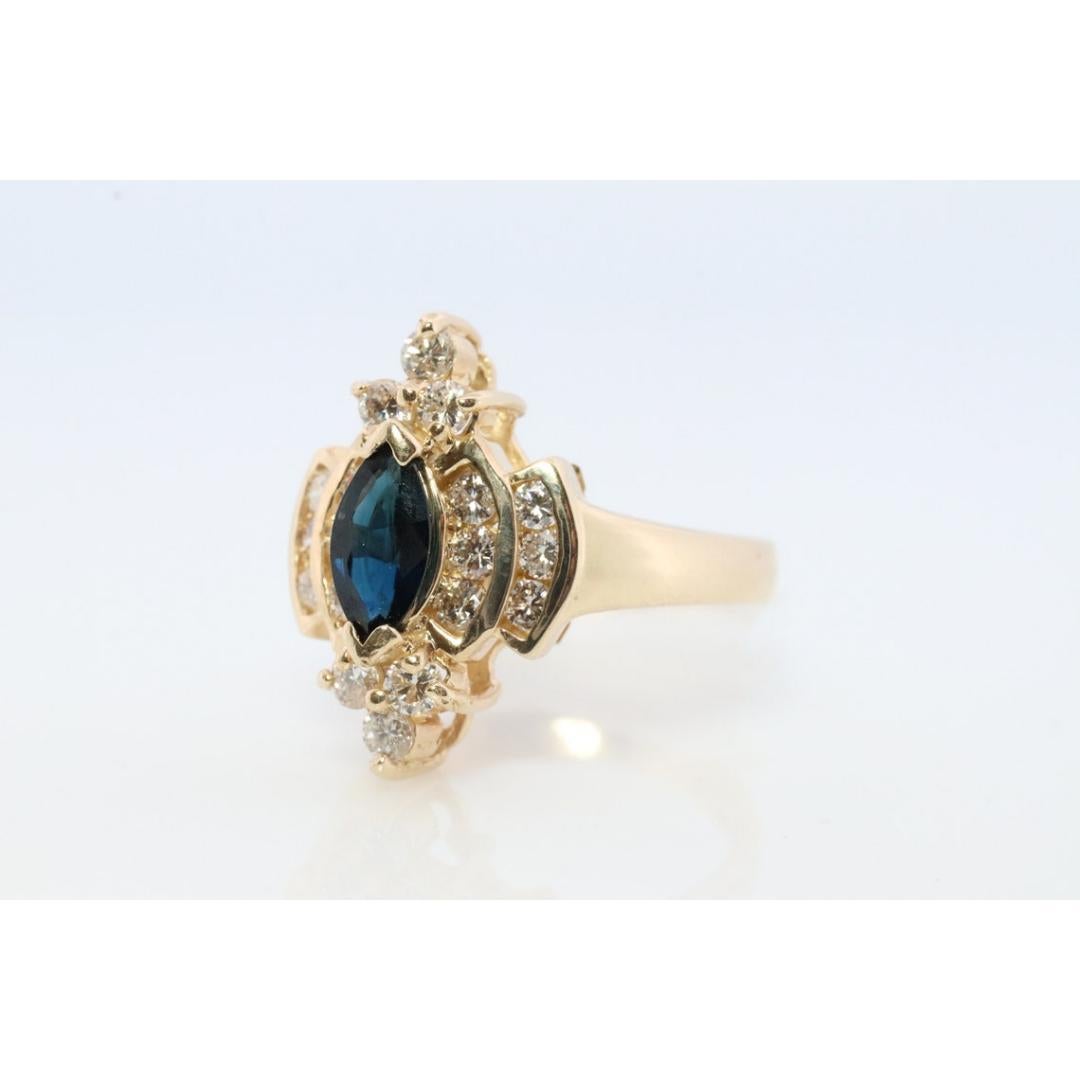 14k Saphir-Diamant-Halo-Ring. Großer Marquise SAPPHIRE mit 2/3ctw Diamanten 1