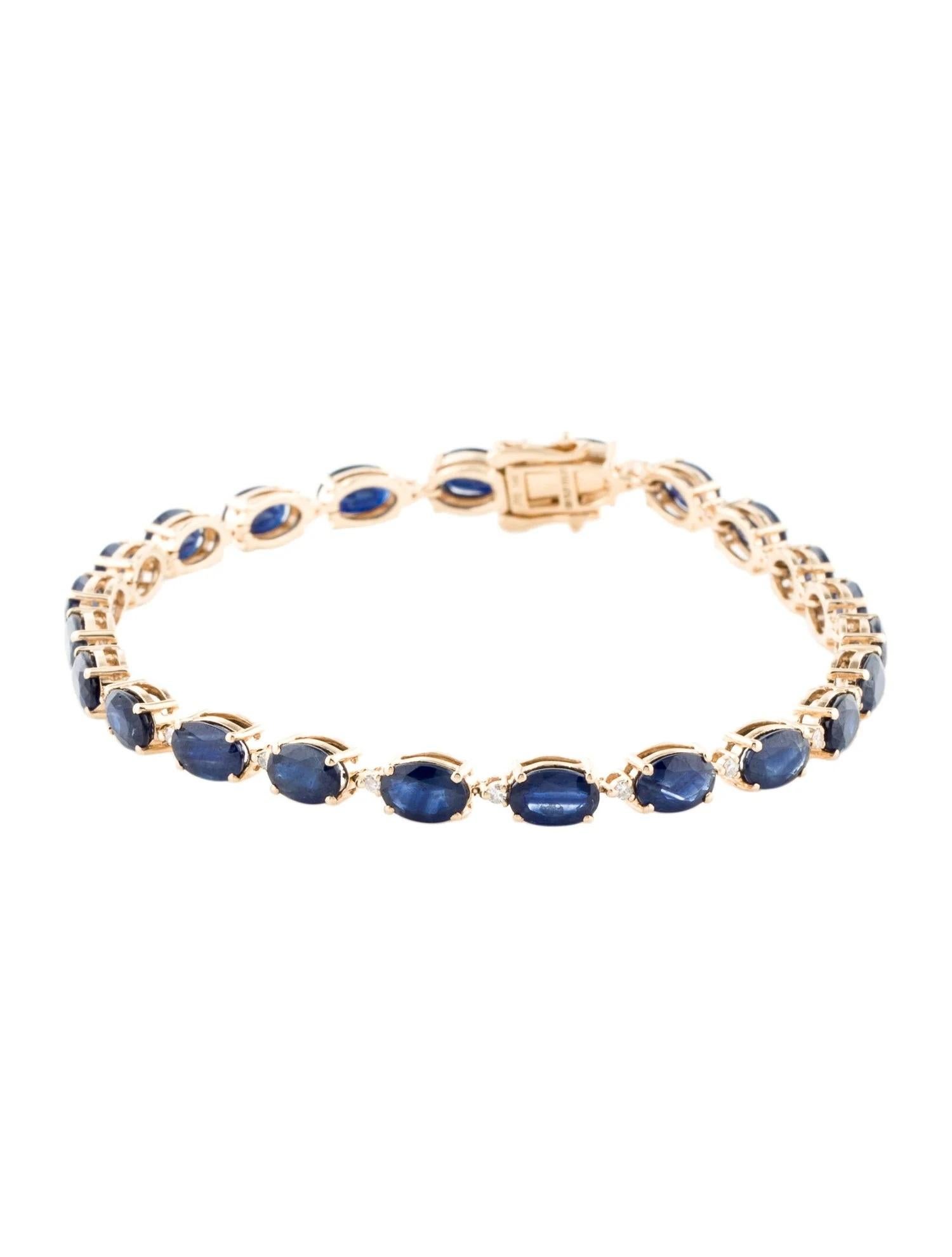 Oval Cut 14K Sapphire & Diamond Link Bracelet, 13.43ctw For Sale