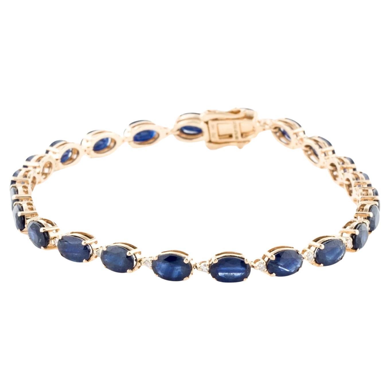 14K Sapphire & Diamond Link Bracelet, 13.43ctw For Sale