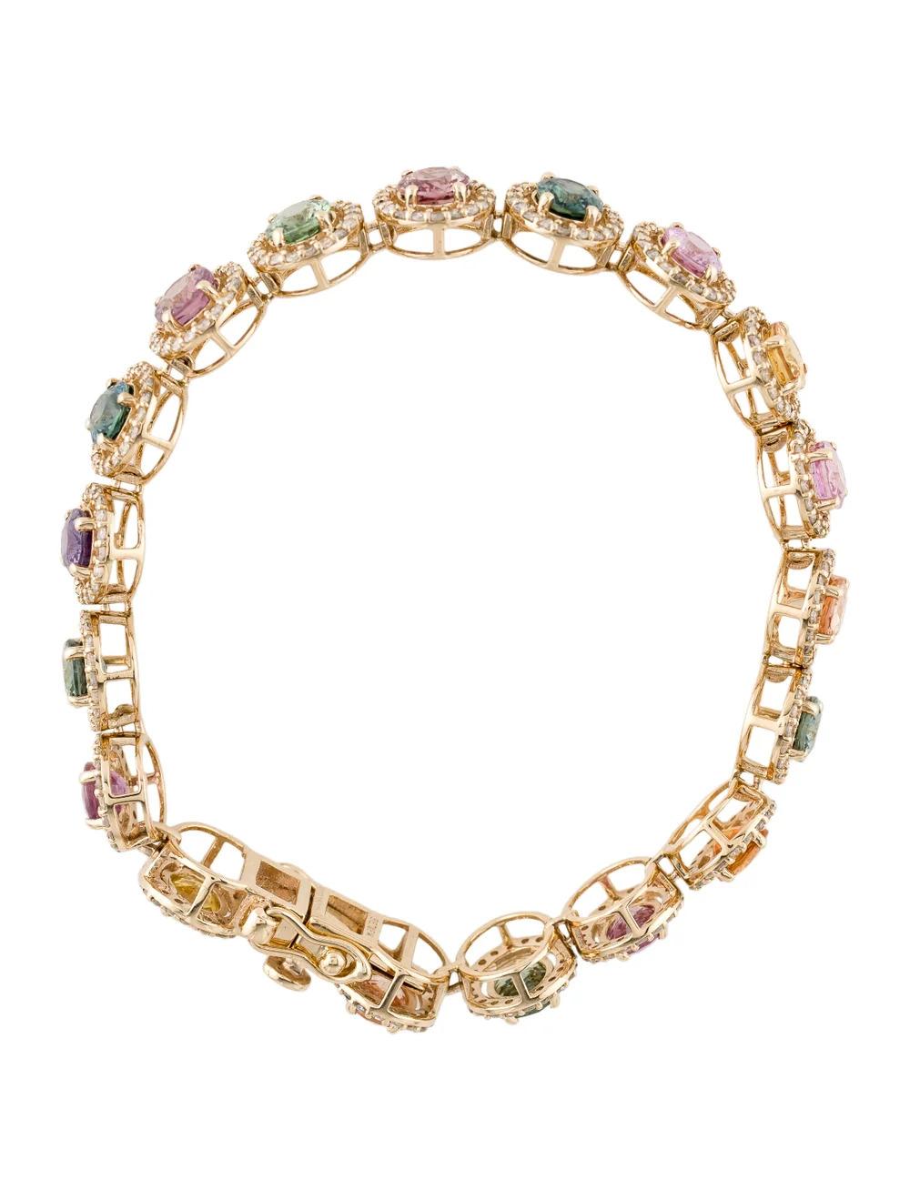 14K Sapphire & Diamond Link Bracelet - 14.33ctw, Elegant Gemstones, Timeless In New Condition For Sale In Holtsville, NY