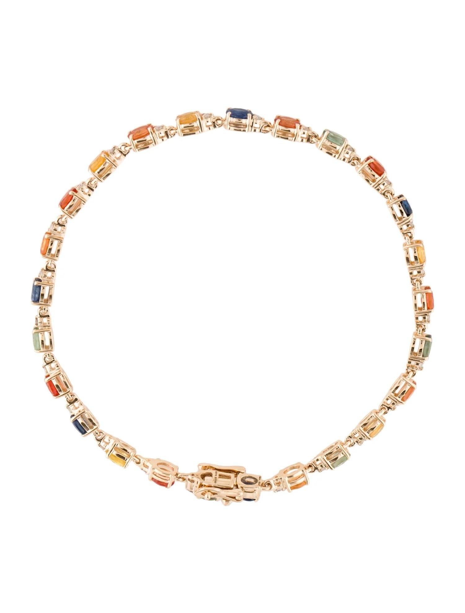 Artist 14K Sapphire & Diamond Link Bracelet - 3.97 Carat Oval Sapphire, 0.24 Carat Diam