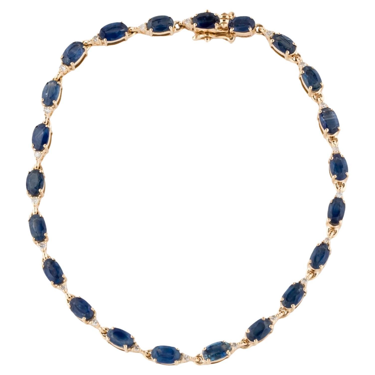 14K Sapphire & Diamond Link Bracelet, 7.01ctw Oval Brilliant Sapphire For Sale