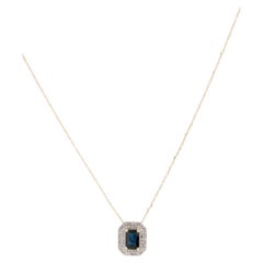 14K Sapphire & Diamond Pendant Necklace, 1.10ct - Yellow Gold, Elegant Design