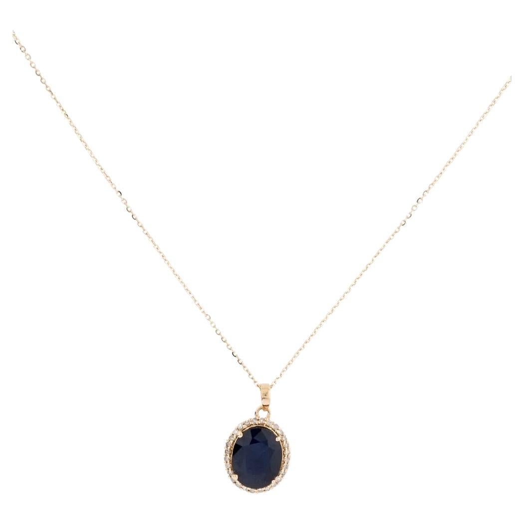 14K Sapphire & Diamond Pendant Necklace - 2.82ct - Timeless Elegance, Luxury