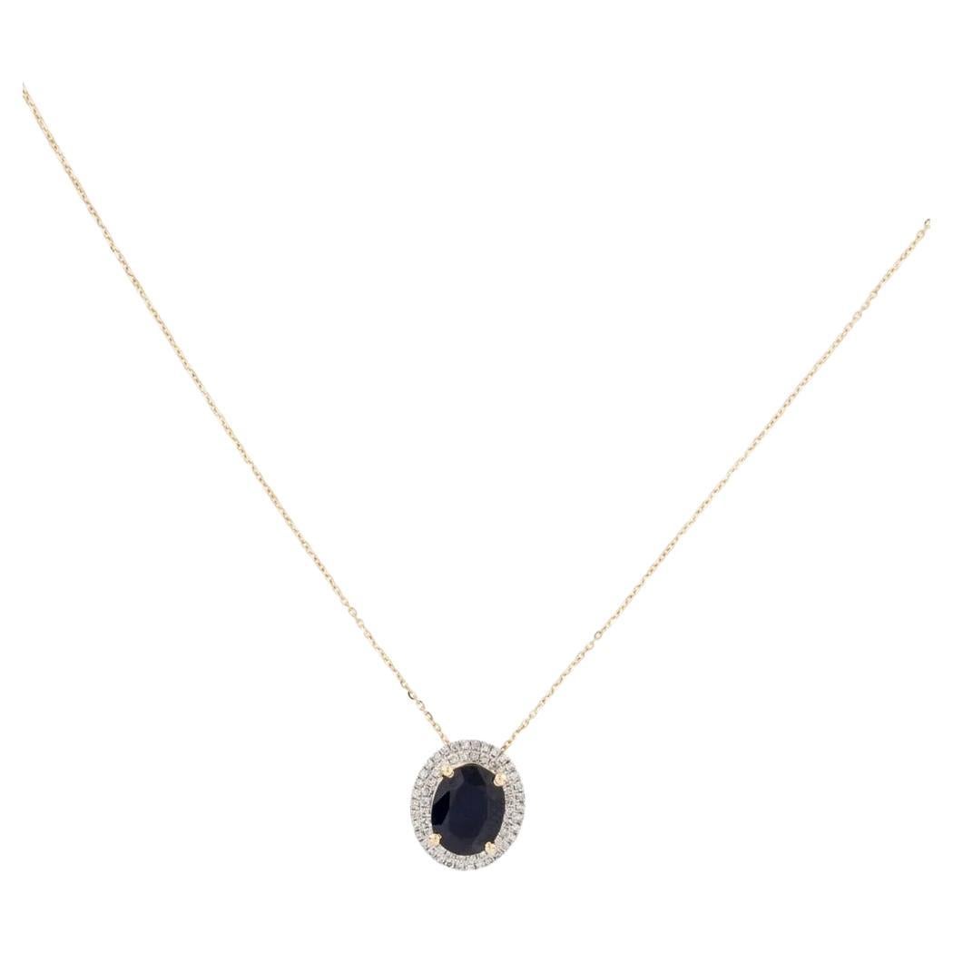 14K Sapphire & Diamond Pendant Necklace, 2.99ct - Fine Statement Jewelry Piece For Sale