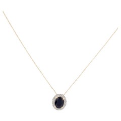 14K Sapphire & Diamond Pendant Necklace, 2.99ct - Fine Statement Jewelry Piece