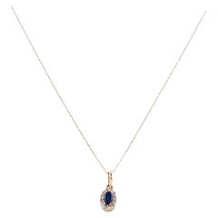 14K Sapphire & Diamond Pendant Necklace  Sapphire 0.23ct & Daimond 0.12ct